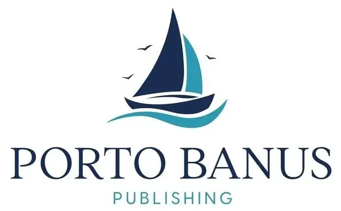 A blue and white logo of porto bank publishing.