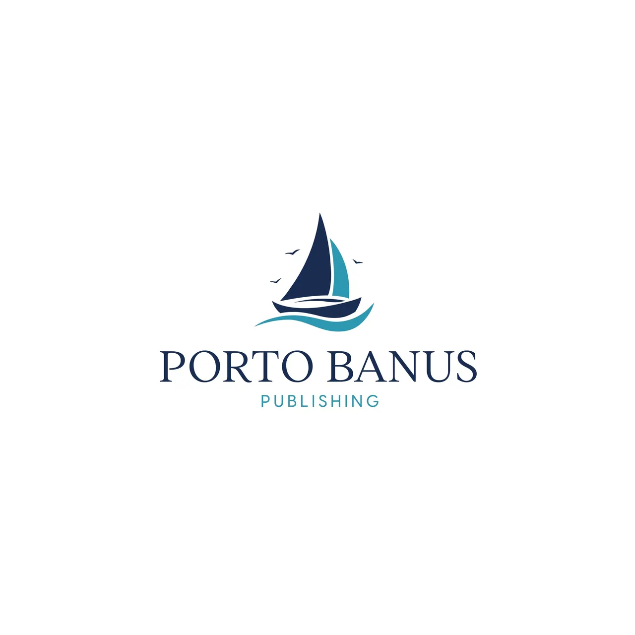 A blue and white logo of porto banus