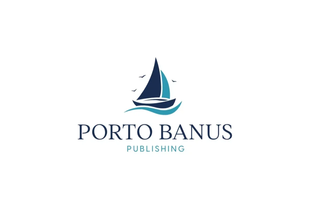 A blue and white logo of porto banus